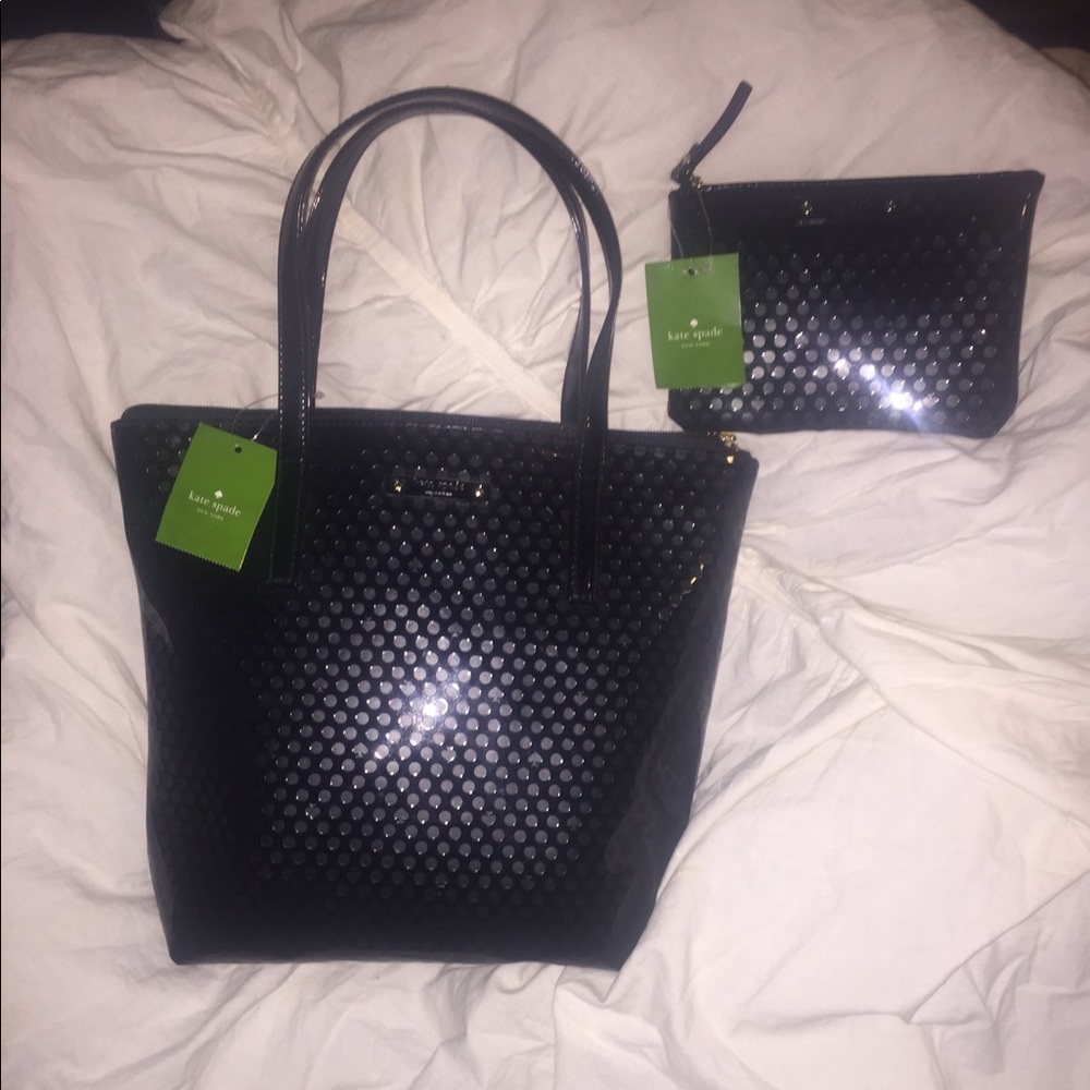 Kate Spade polka dot tote w/ matching wristlet